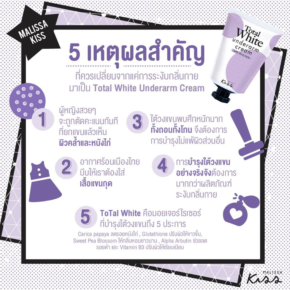 Malissa KISS Total White Underarm Cream Deodorant Whitening5