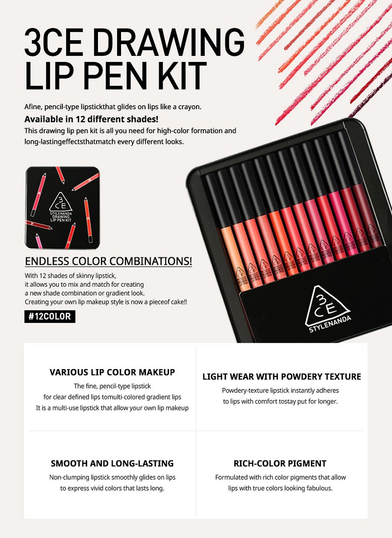 3CE Stylenanda drawing lip pen kit