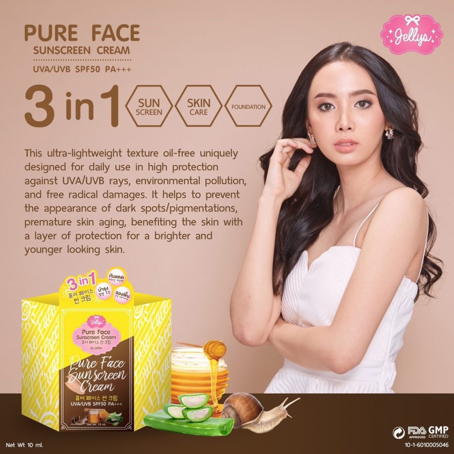 Pure Face Sunscreen Cream by Jellys Thailand Best Selling Beauty