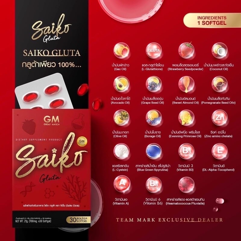 Saiko Gluta Ingredients