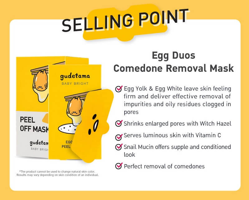 Baby Bright Gudetama Egg White Peel Off Mask