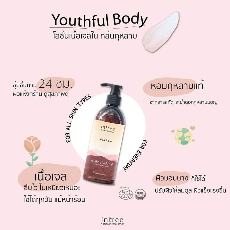 Intree Organic Mountain Mon Rose Youthful Body Gel