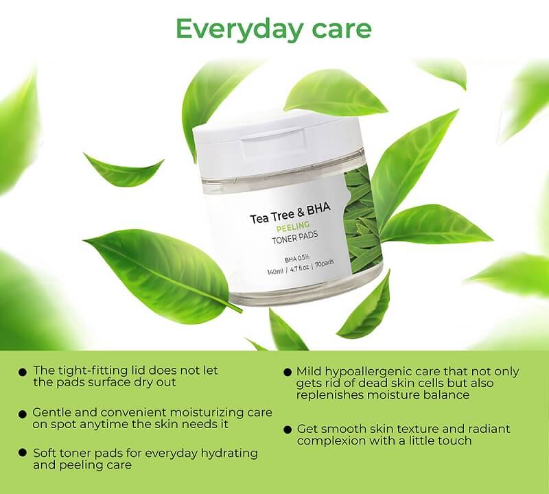 JKOSMEC Tea Tree & BHA Peeling Toner Pads